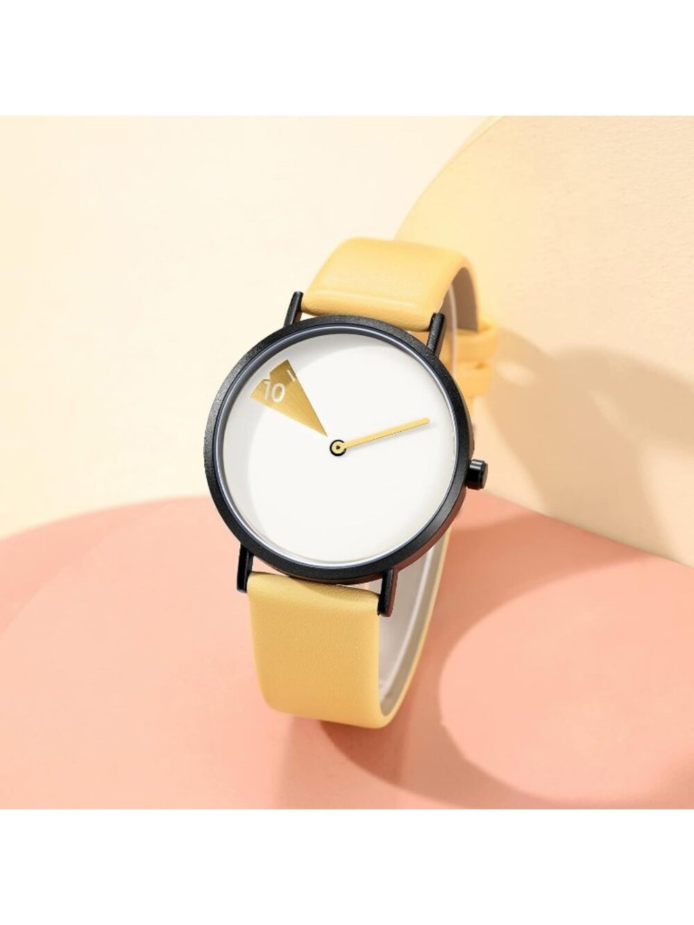 Women's Yellow White Creative Ultra-Thin Strap Fashion Quartz Minimalist Watch - Picture 5 of 7